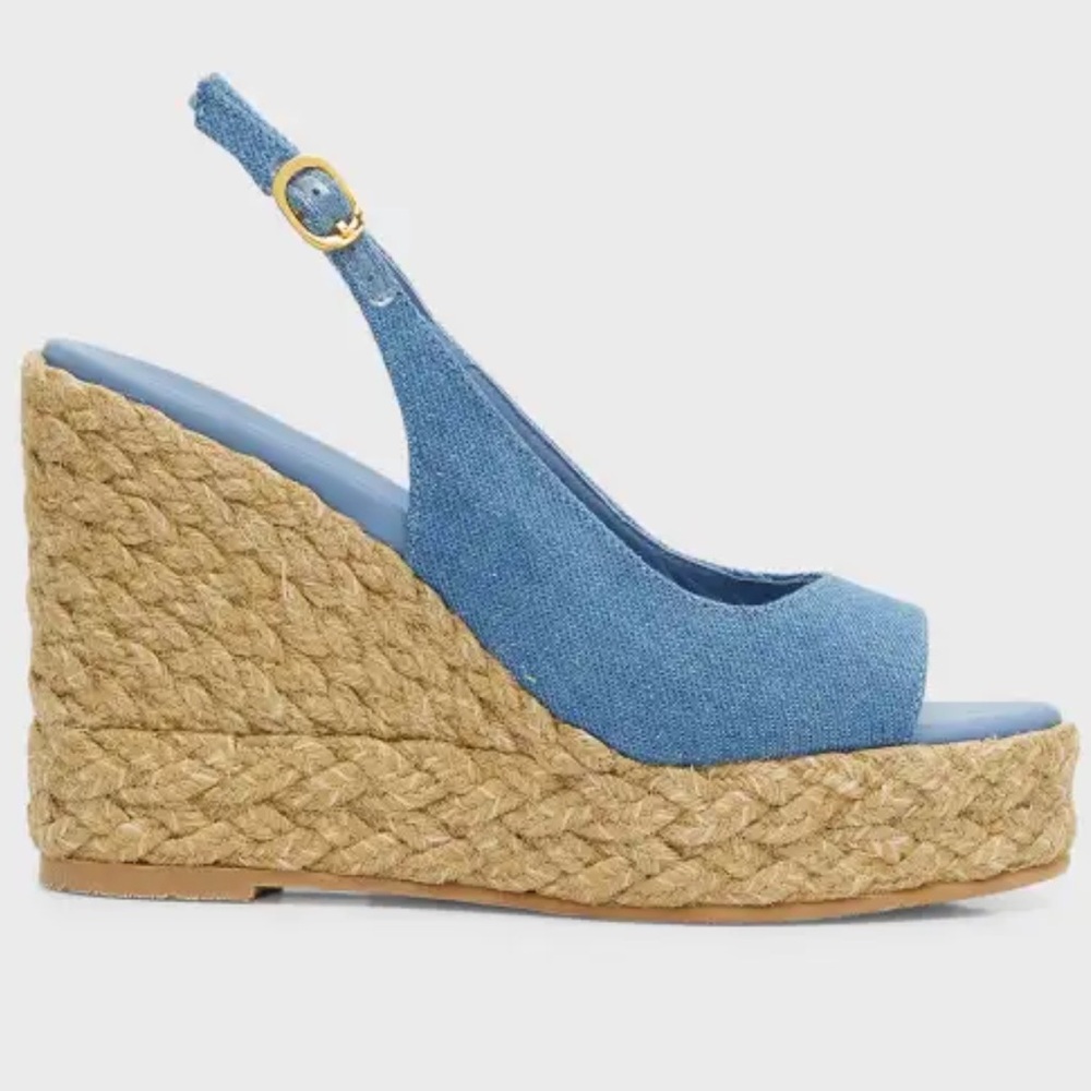 🌹STUART WEITZMAN🌹 Peep Toe Espadrille Wedge Sandals Size: 8B